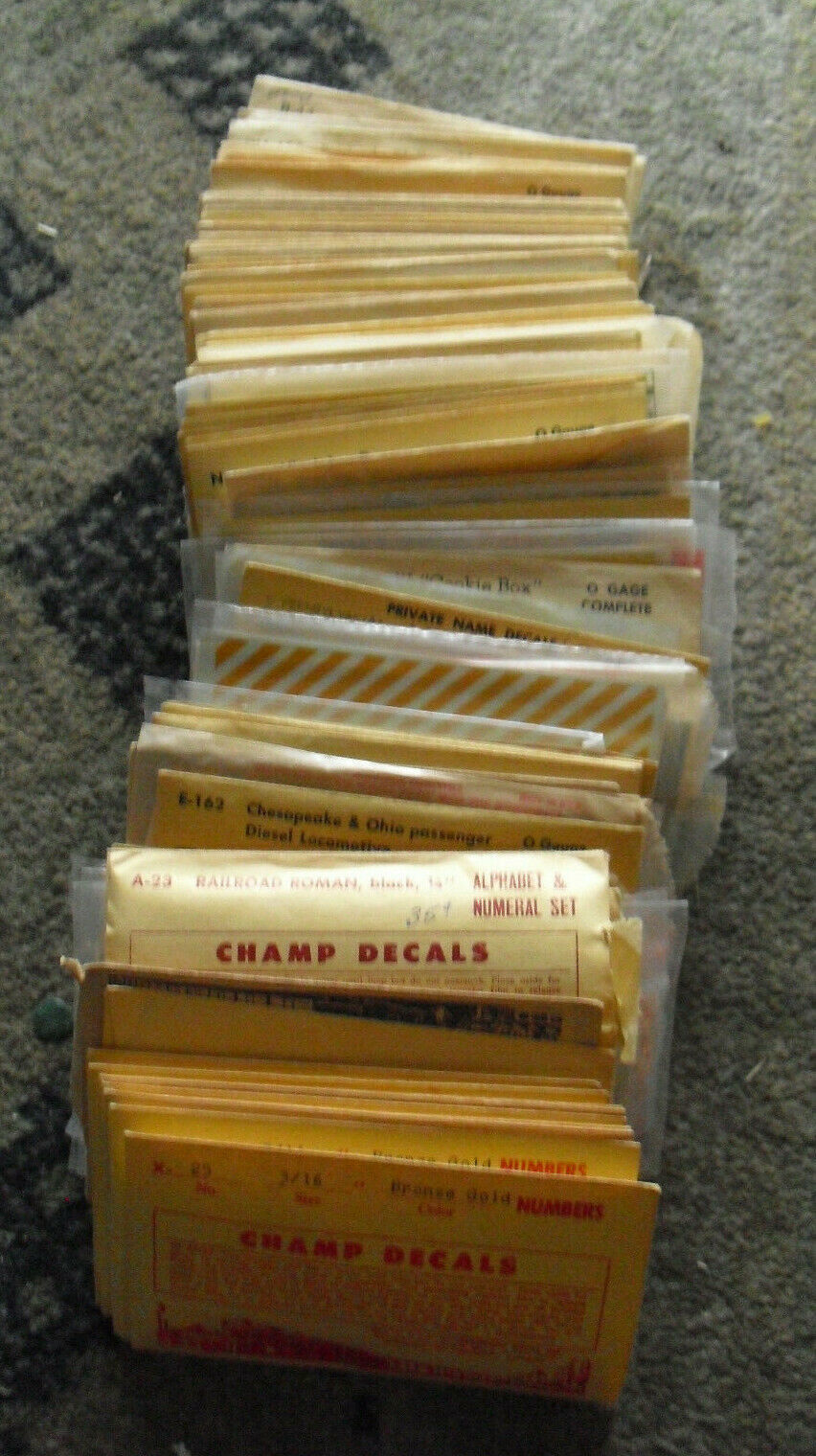 Large Lot of 87 Vintage Mostly O Scale New and Used Train Car Decals Champ - $163.35