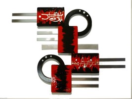 Royal Red and Black Wall Sculpture,contemporary modern wall art, Wood Sculpture - £122.61 GBP