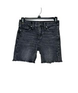 Old Navy Jeans Mid-Rise Frayed Hem Bermuda Adjustable Waist Short Denim 10 - £8.72 GBP