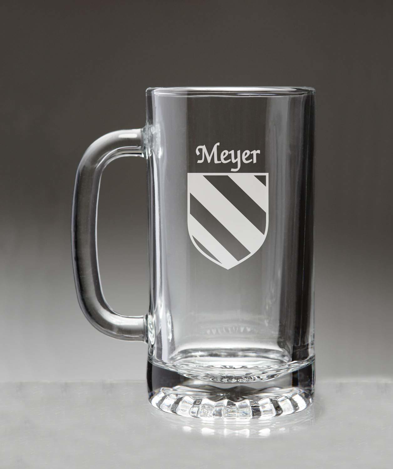 Meyer Irish Coat of Arms Glass Beer Mug (Sand Etched) - $28.00
