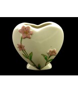Heart Shaped Porcelain Bud Vase, Footed, Floral Relief Art, Made in Taiwan - $19.55