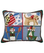 Puppy Stockings 16 X 20 Hooked Pillow - £47.96 GBP