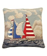 Striped Sailboat 18x18 Needlepoint Pillow - $140.00