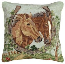 Horseshoe &amp; Clover 18X18 Petipoint Pillow - £125.86 GBP