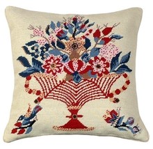 Red Vase Blue Bird Decorative Pillow - £110.12 GBP