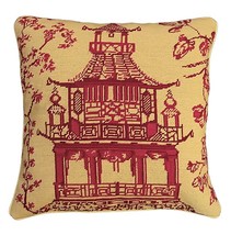 Red Pagoda 18x18 Needlepoint Pillow - £112.25 GBP