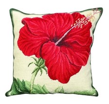China Rose 18X18 Needlepoint Cushion Pillow - £111.28 GBP