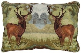 Deer 18x28 Needlepoint Decorative Pillow - £143.85 GBP