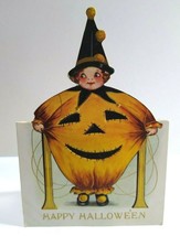 Halloween Postcard Whitney Die-Cut Standup Clown Girl Pumpkin Costume Original - $156.75