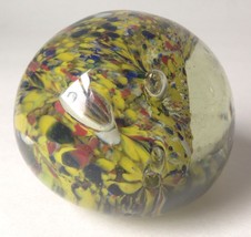Vintage Art Glass Paperweight Yellow Red Black White As Is - £14.34 GBP