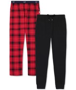 Gap Mens 2Pk. Waffle-Knit Jogger-Leg Pajama Pants True Black &amp; Red Plaid-XL - $556.74 MXN