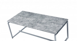 47" Silver And Faux Concrete Pvc Veneer Rectangular Coffee Table - $8,765.87 MXN