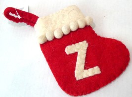 Christmas Stocking Red Wool Like Hanging Decoration NWT Initial Z miniature - £3.12 GBP