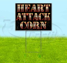 Heart Attack Corn 18x24 Yard Sign With Stake Corrugated Bandit Business Grill - £22.79 GBP+