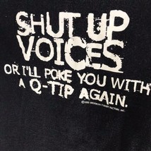 Vintage Brooklyn T-Shirt Factory Tee Sz L Black Y2K 2002 Shut Up Voices Humor - $19.79