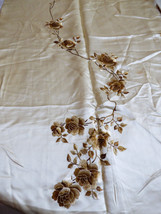 Vtg Hand Embroidery Silk Panel Chinese Rose Floral Fabric Textile 27 X94 - £197.11 GBP