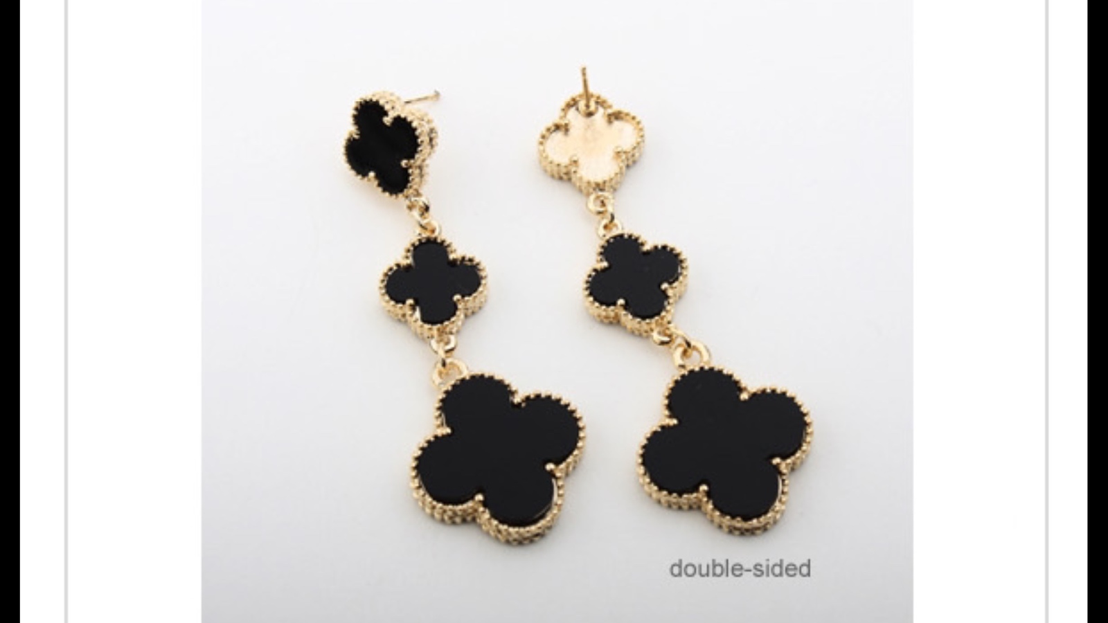 Triple Hanging Onyx Motif Earrings