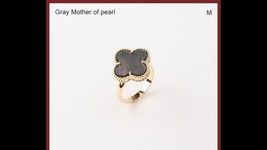 Gray Mother of Pearl Motif Ring - $55.00