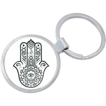 Black And White Hamsa Keychain - Includes 1.25 Inch Loop for Keys or Bac... - $10.77