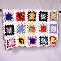 Granny Square Afghan Throw Crotchet 30&quot;x 40&quot; Multi-Color Rosanne Blanket - £26.65 GBP
