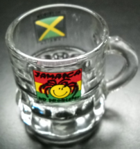 Jamaica Shot Glass Miniature Mug Style No Problem Rasta Happy Face Flag on Clear - £5.58 GBP