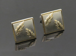 SWANK 925 Sterling Silver - Vintage Two Tone Floral Leaves Cufflinks - TR2797 - $107.49