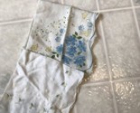 Two (2) Vintage White Hankies Embroidered and Placed Print Blues and White - $18.27
