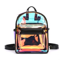 Holographic Transparent Backpack Women PVC Hologram Mini Clear Backpack Shoulder - £28.15 GBP