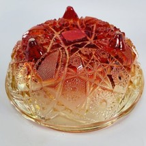 Vintage 1950s Jeanette Glass Amberina Red Three Toed Footed Bowl  7&quot; Diameter - £14.80 GBP