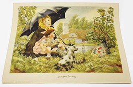 Feodor Rojankovsky 1945 Rain Rain Go Away Mother Goose Art Poster Mother Child - £23.89 GBP