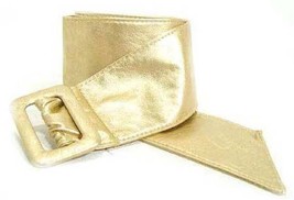 WN142- 3&quot; Wide Designer Style Very Soft Leather Belt For Women In Gold - £8.71 GBP