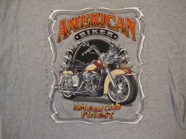 American Biker America&#39;s Finest Motorcycle Chopper Fan Gray T Shirt L - £13.17 GBP