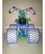 Blue  and Green Themed Baby Shower Four Wheeler Diaper Cake Table Centerpiece 