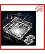 Stylish Glass Ashtray Set - 2 Large 7x7 Inch Crystal Ashtrays for Any Oc... - $780.31 MXN