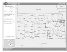 Kansas State Reference (Black&White) Laminated Wall Map - $94.05