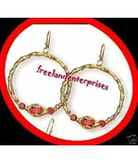 Earring Bejeweled Hoop Earrings Berry RED Valentine Color NEW - $13.51 CAD