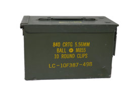 Metal Military Ammo Box Empty Storage Container ~ 840 CRTG 5.56mm Ball M855 - £28.67 GBP