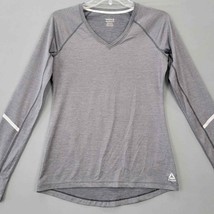 Reebok Womens Shirt Size XS Juniors Gray Stretch Athletic Long Sleeve V-Neck Top - £8.42 GBP