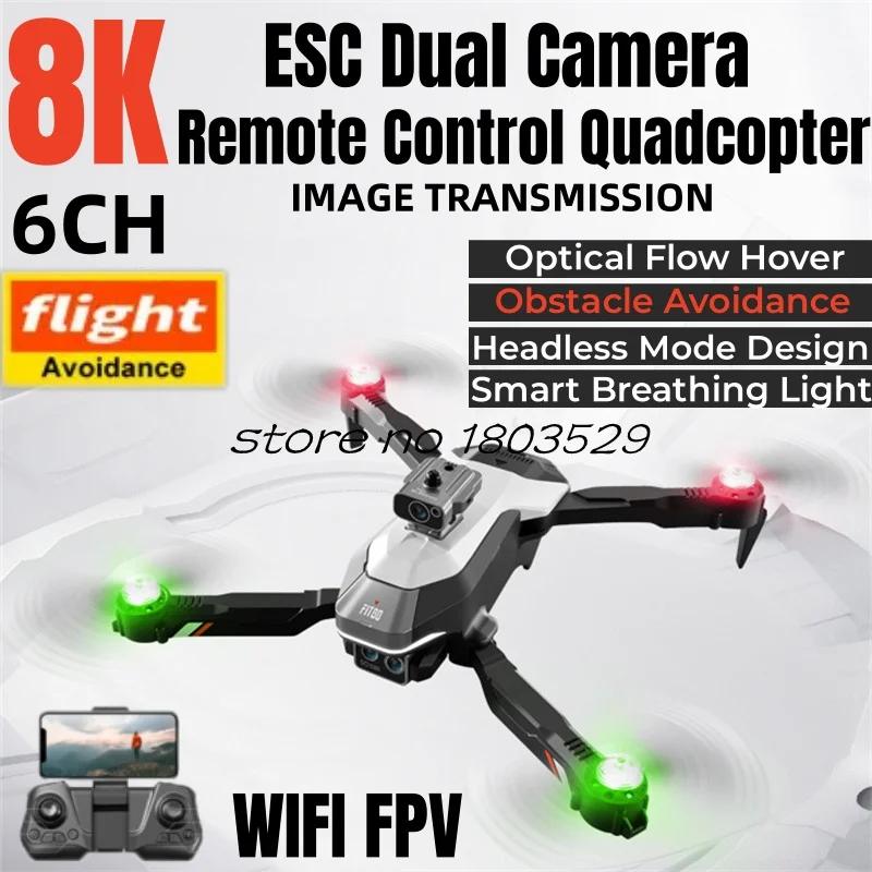 8K ESC Dual Camera FPV Remote Control Quadcopter Smart Breathing Light Optic - £45.10 GBP+