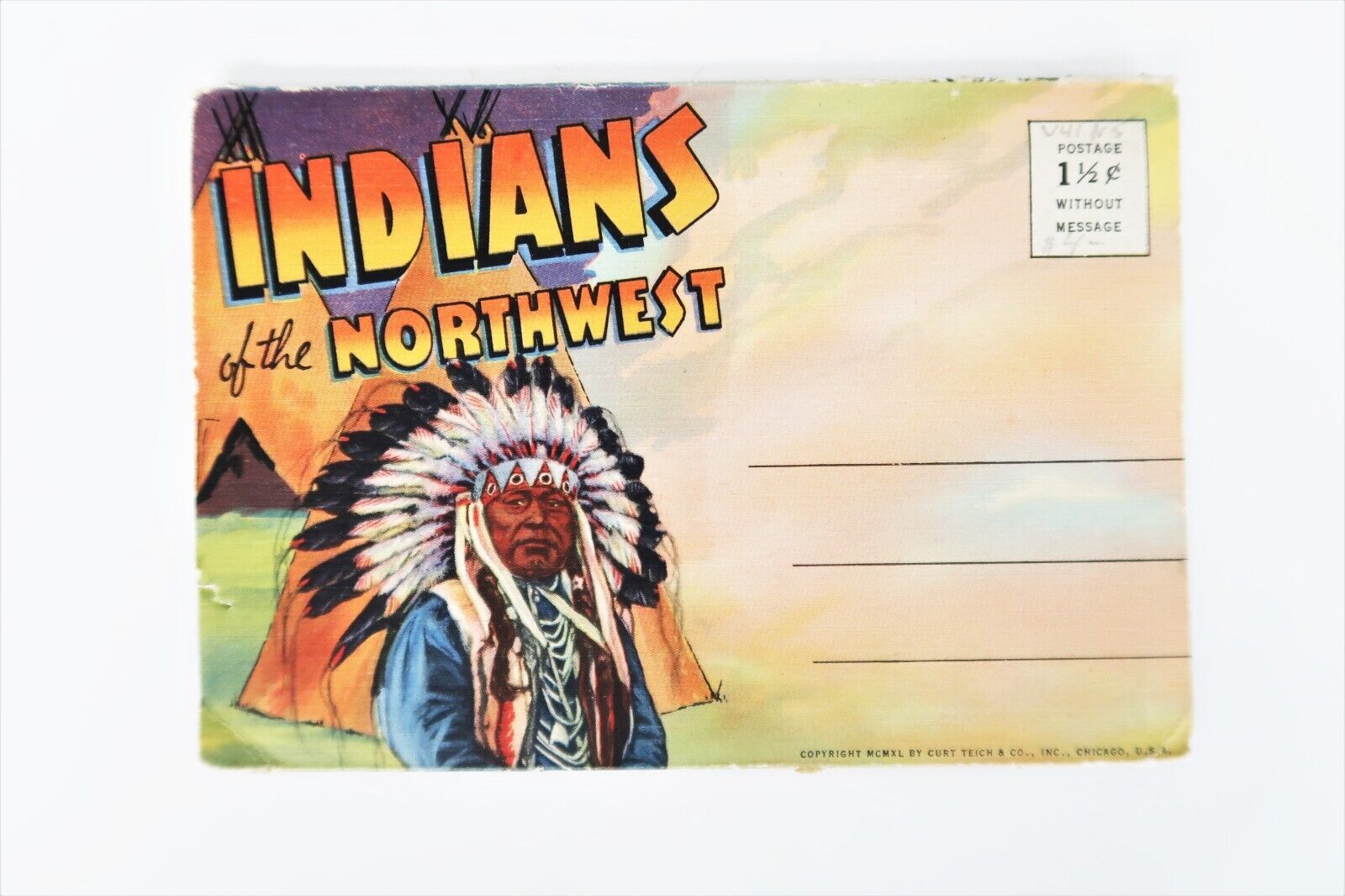 Vintage 1937 Curt Teich Art Colortone Indians Northwest Souvenir Postcard Set - £10.21 GBP