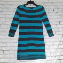 Express Sweater Dress Womens Small Blue Gray Striped V Neck Long Sleeve  - £17.28 GBP
