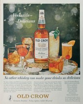 Old Crow Whiskey, print ad. Color Illustration. (gold tray of drinks) origina... - £14.26 GBP