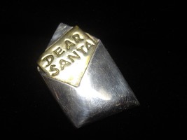 DEAR SANTA Sterling Silver and Brass Christmas BROOCH Pin - FAR FETCHED - $35.00