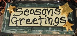 8651G Season Greetings Green Wood Christmas Sign  - £3.95 GBP