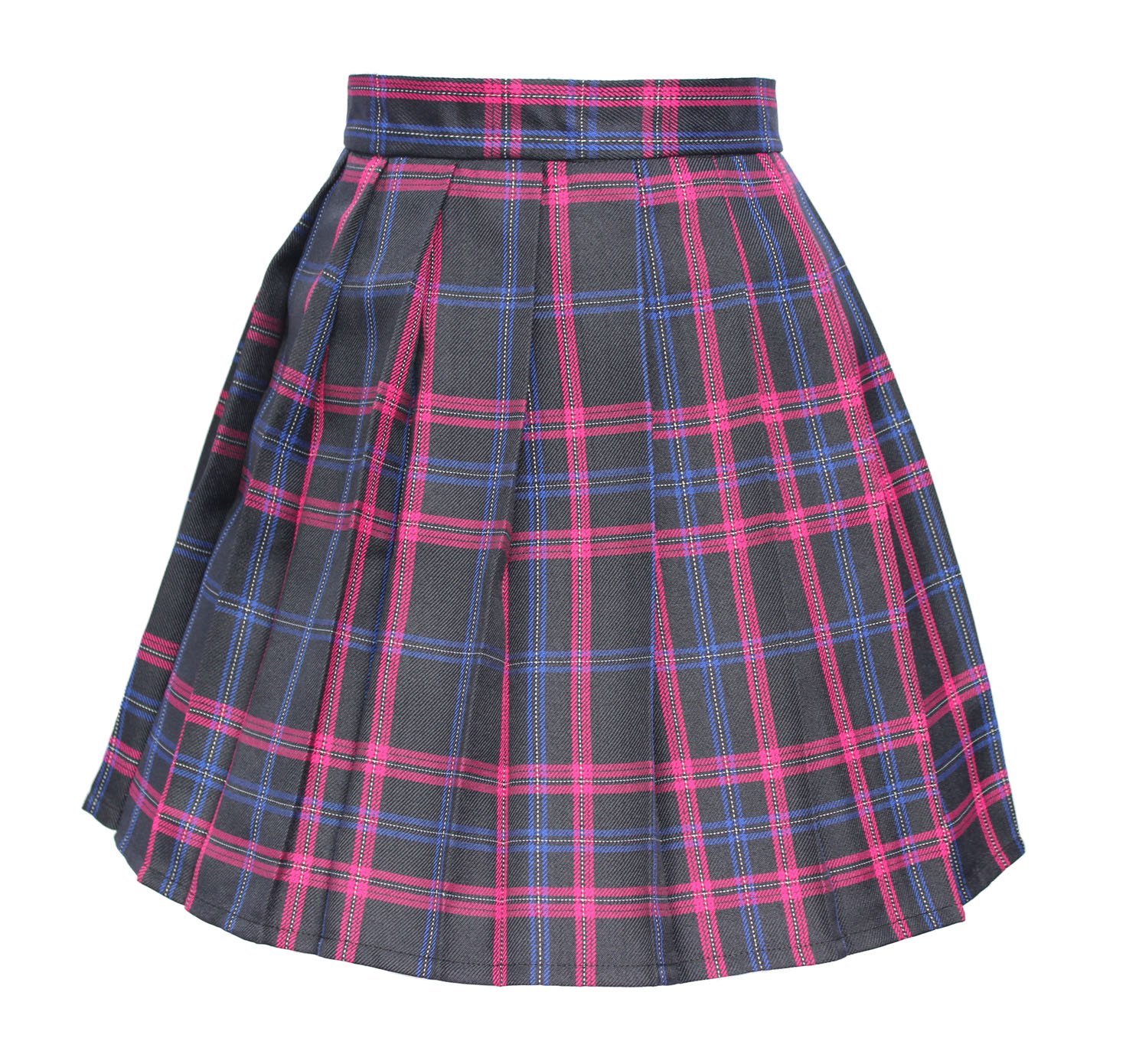Women`s high waisted plaid short Sexy A line Skirts costumes (L,Black mixed c... - £15.81 GBP
