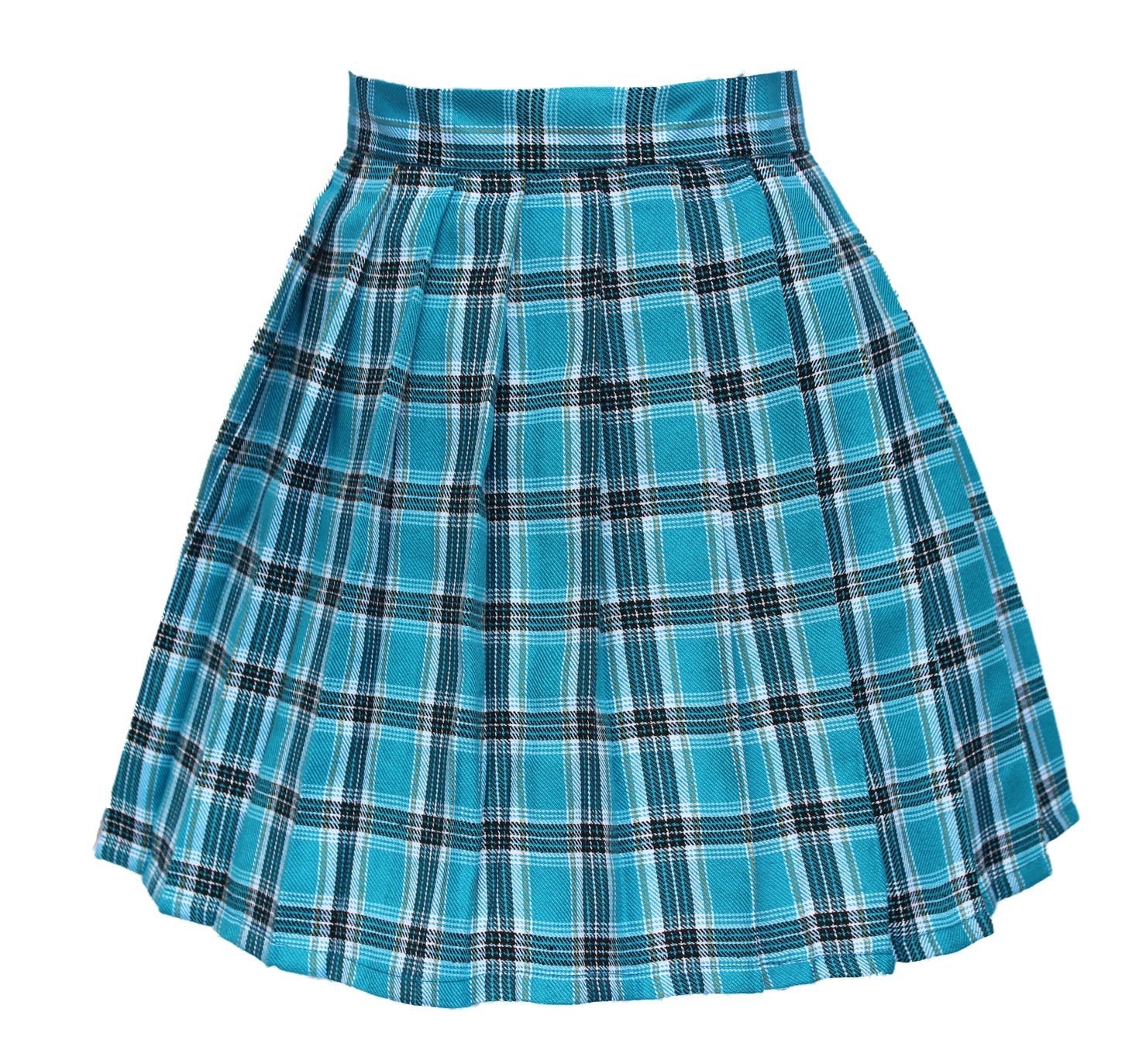 Women`s high waisted plaid short Sexy A line Skirts costumes (Small, Blue mix... - £15.65 GBP