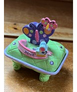 Small Lime Green w Purple Pink Butterfly DIVA Footed Trinket Box w Sayin... - $11.29