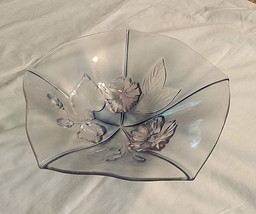 Beautiful Antique Crystal Cut Glass Fruit Bowl With leaf  flower pattern 13 inch - £23.59 GBP