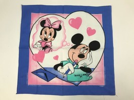 Vtg MICKEY MOUSE Writing Letter to Minnie Hearts Bandanna Neckerchief USA 22.5&quot; - £9.33 GBP