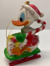 Vintage Disney Donald Duck Santa Sleigh Ride Christmas Figurine Ornament - $18.80